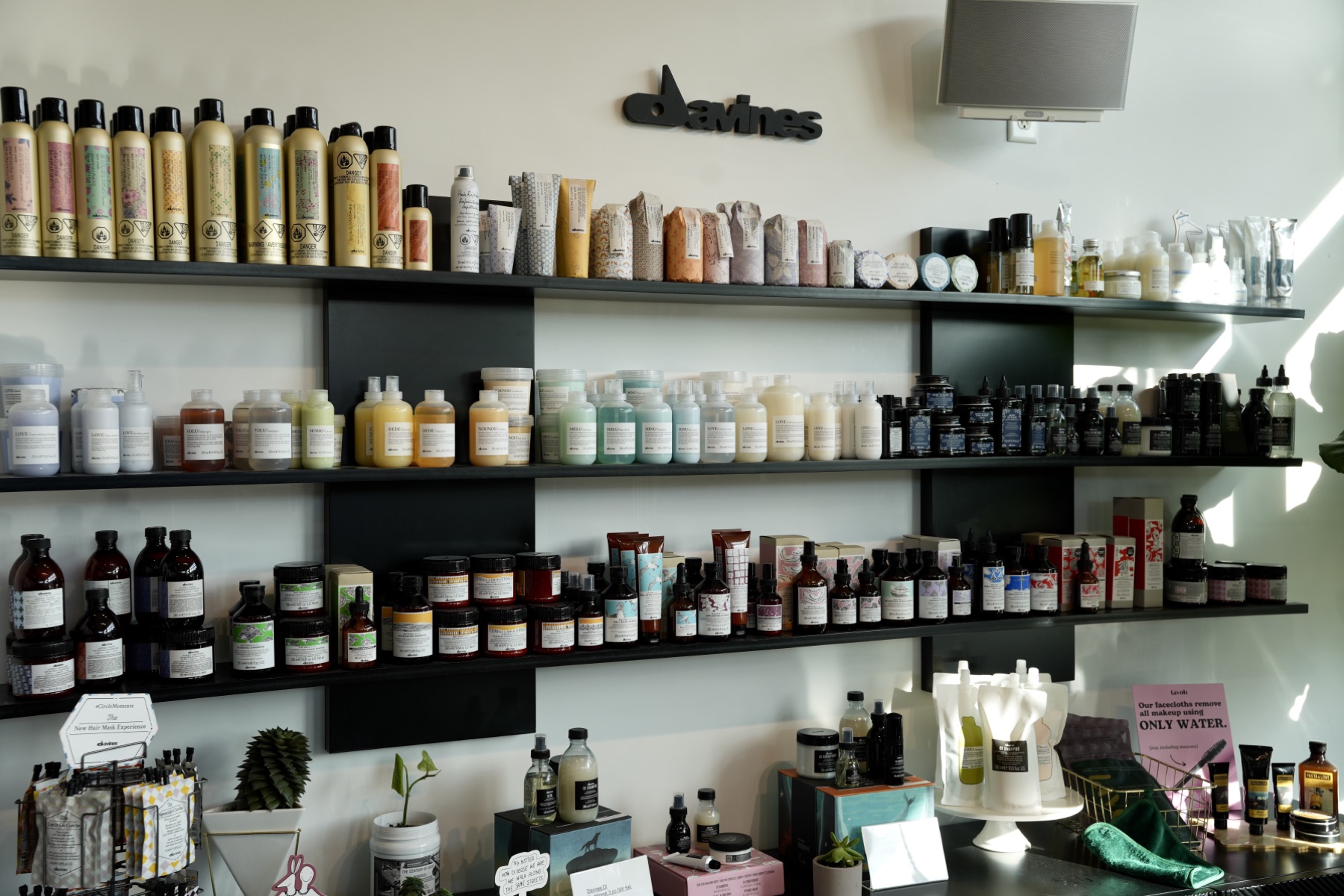 DAVINES product shelf at MOD Salon in Kelowna