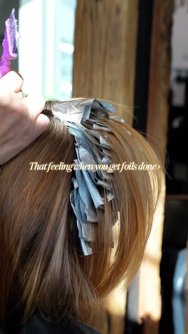 Best Kelowna Hair Salon: Foil highlights being applied at MOD Salon