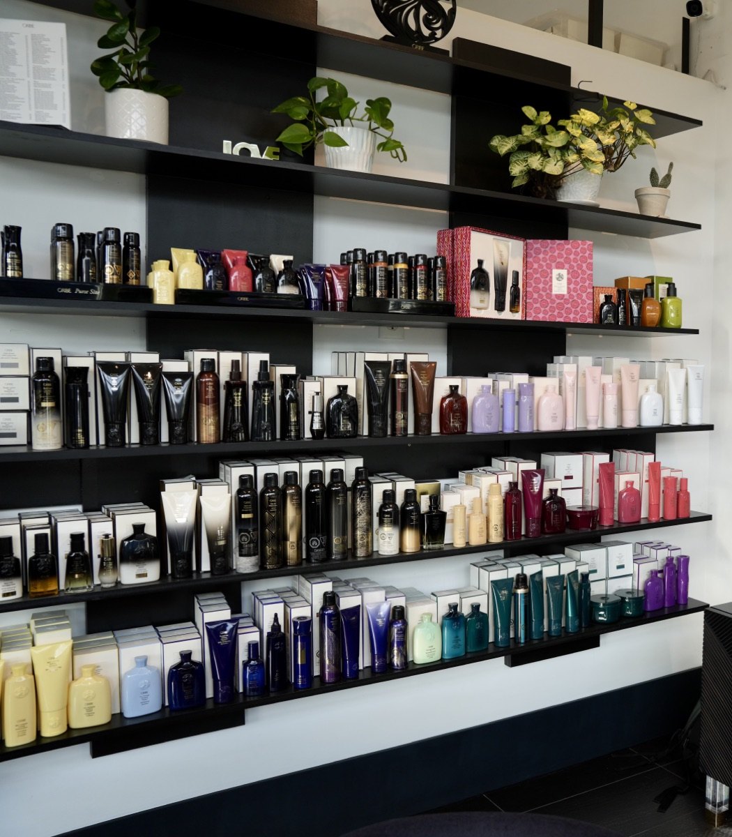 ORIBE product shelf at MOD Salon in Kelowna